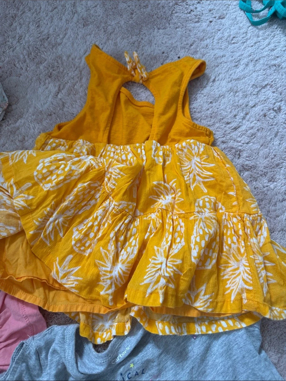 Kids Floral & Solid Mix Short Sleeve Tops - Yellow, Pink, Gray